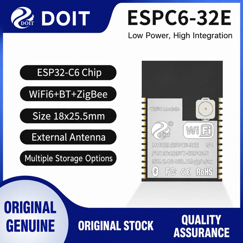 Espressif ESP32-C6 Series ESPC6-32E Module, Wi-Fi/Bluetooth/Zigbee, Compatible with Mainstream C6 Modules