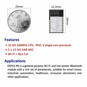 Espressif ESP32-C2 Series ESPC2-M1 Module, Wi-Fi + Bluetooth, Compatible with ESP8266 ESP-M2 - Image 2