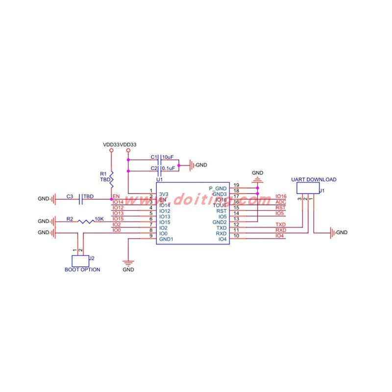 ESP-WROOM-02 Wi-Fi Module, ESP8266 Serial-to-Wi-Fi, Industrial Grade, Espressif 02D