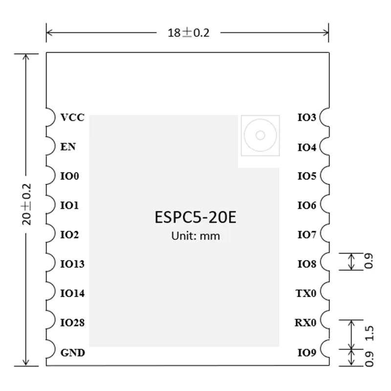 Espressif ESP32-C5 ESPC5-20E Module, Wi-Fi 6 2.4 GHz + 5 GHz + BLE, Compatible with C3-20E Modules