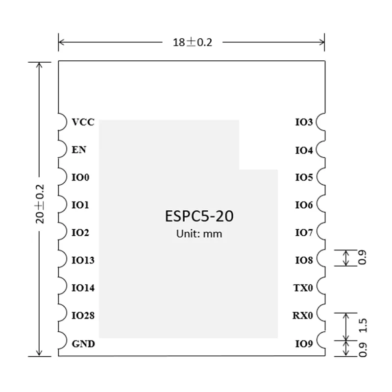 Espressif ESP32-C5 ESPC5-20 Module, Wi-Fi 6 2.4 GHz + 5 GHz + BLE, Compatible with C3-20 Modules