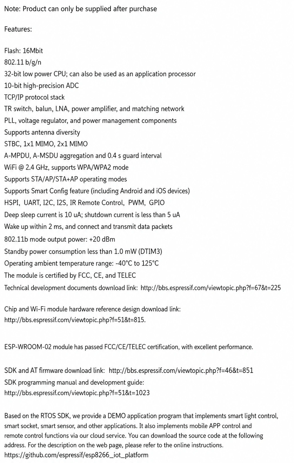 ESP-WROOM-02 Wi-Fi Module, ESP8266 Serial-to-Wi-Fi, Industrial Grade, Espressif 02D - actual translated Taobao detail panel 1