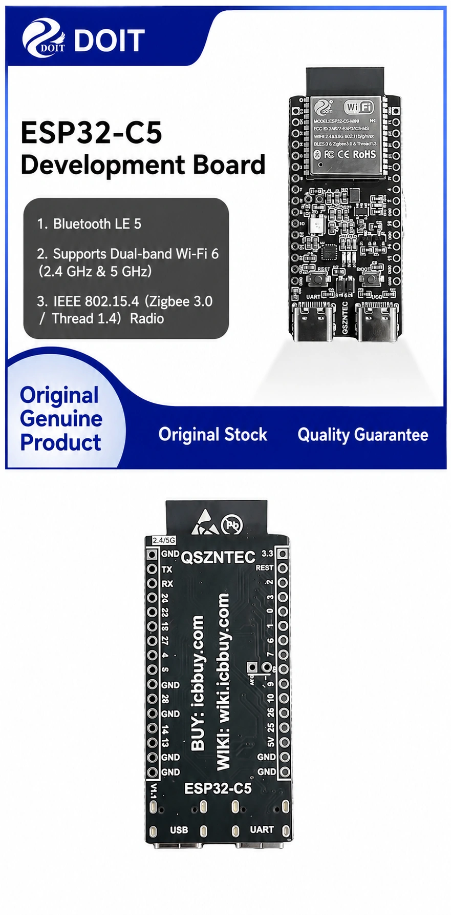 ESPC5 Series ESPC5-32 Development Board, Wi-Fi 6 2.4 GHz/5 GHz, Zigbee 3.0 + Thread - actual translated Taobao detail panel 1