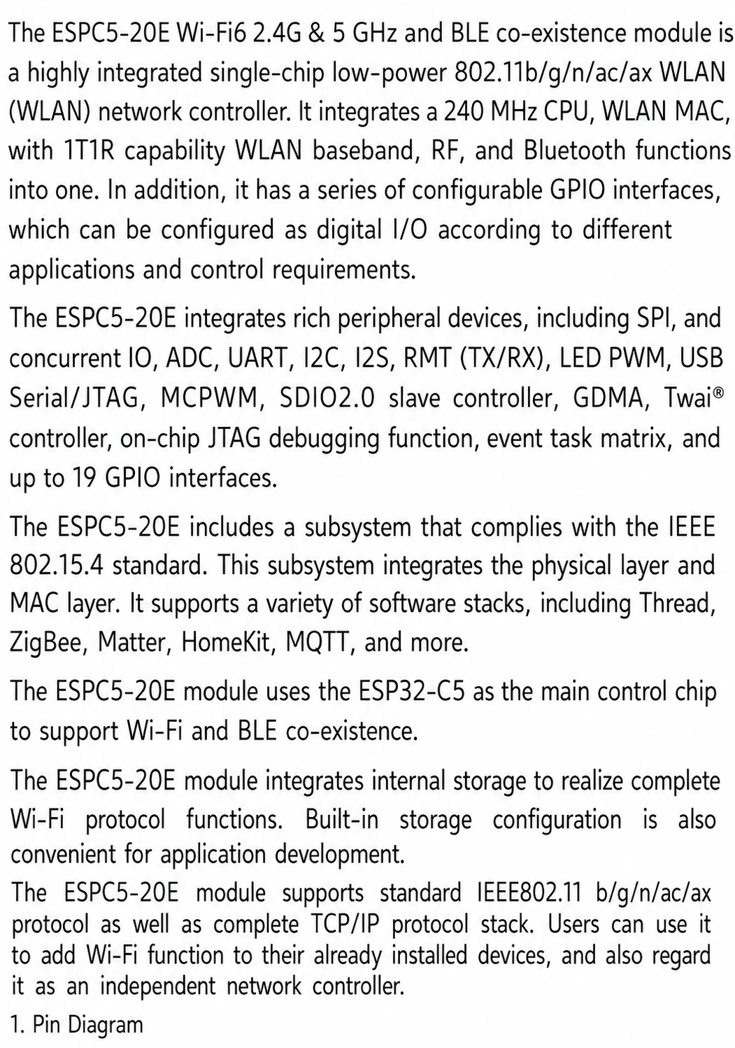 Espressif ESP32-C5 ESPC5-20E Module, Wi-Fi 6 2.4 GHz + 5 GHz + BLE, Compatible with C3-20E Modules - actual translated Taobao detail panel 1