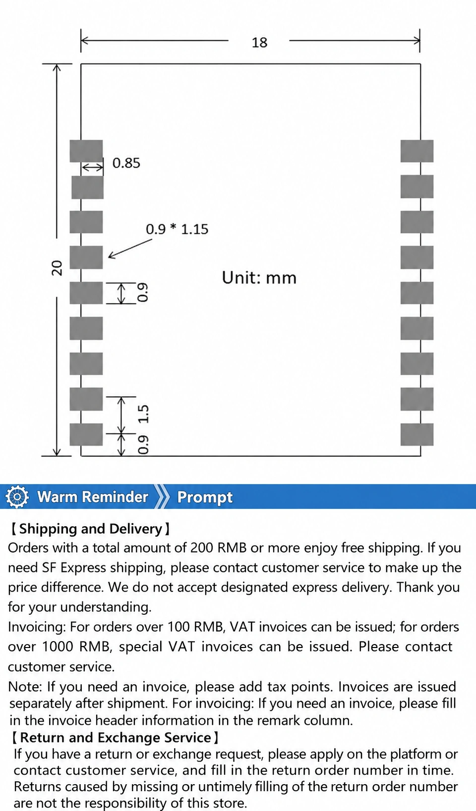 Espressif ESP32-C5 ESPC5-20E Module, Wi-Fi 6 2.4 GHz + 5 GHz + BLE, Compatible with C3-20E Modules - actual translated Taobao detail panel 3