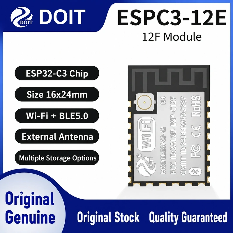 Espressif ESP32-C3 ESPC3-12E Module, Dual-Mode Wi-Fi + Bluetooth, Compatible with 12-Series Modules