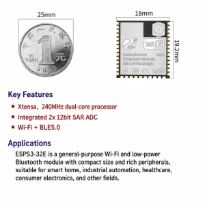Espressif ESPS3 Series ESPS3-32E Module, Wi-Fi + Bluetooth, Compatible with Mainstream ESP32-S3 Modules - Image 2