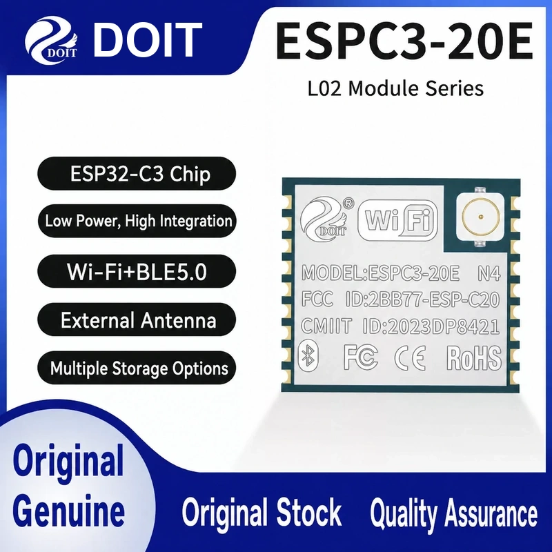 Espressif ESP32-C3 ESPC3-20E Module, Wi-Fi + Bluetooth, Compatible with 02U-Series Modules