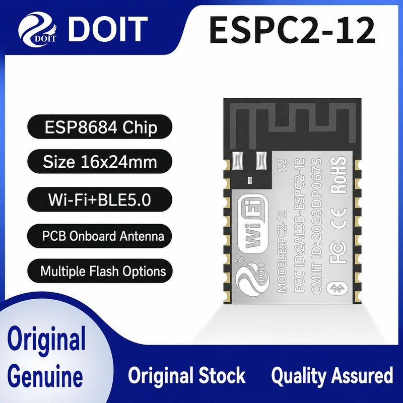 Espressif ESP32-C2 ESPC2-12 Module, Wi-Fi + Bluetooth, Compatible with 01/04/12F-Series Modules