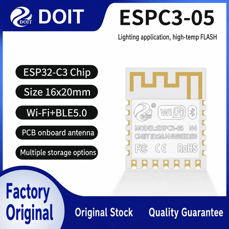 Espressif ESP32-C3 ESPC3-05 Module, Dual-Mode Wi-Fi + Bluetooth, Compatible with 05-Series Modules