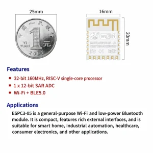 Espressif ESP32-C3 ESPC3-05 Module, Dual-Mode Wi-Fi + Bluetooth, Compatible with 05-Series Modules - Image 2