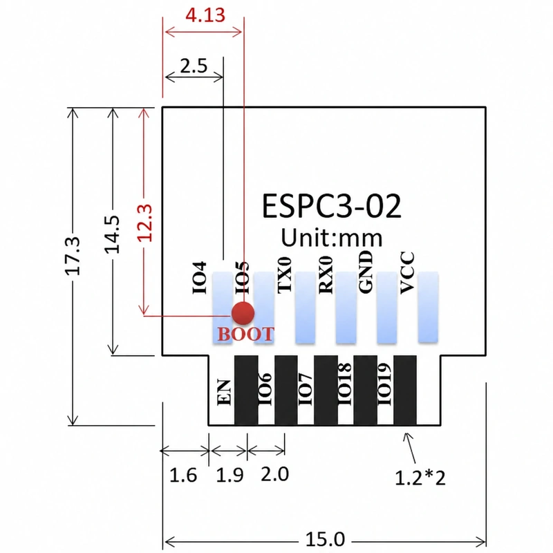Espressif ESPC3 Series ESPC3-02 Module, Wi-Fi + BLE, Compatible with ESP8685-03 Series Modules