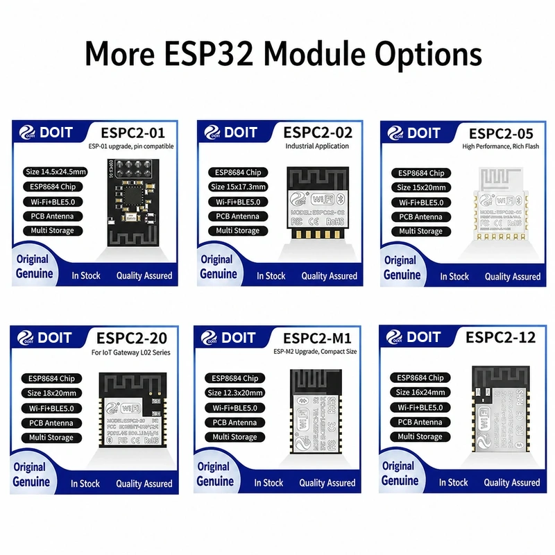Espressif ESP32-C2 ESPC2-12E Module, Wi-Fi + Bluetooth, Compatible with 01/04/12F-Series Modules