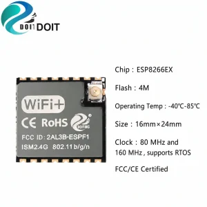 ESP-F1 Wi-Fi Module, ESP8266 Serial-to-Wi-Fi, ESP-07S Compatible, FCC/CE Certified - Image 1