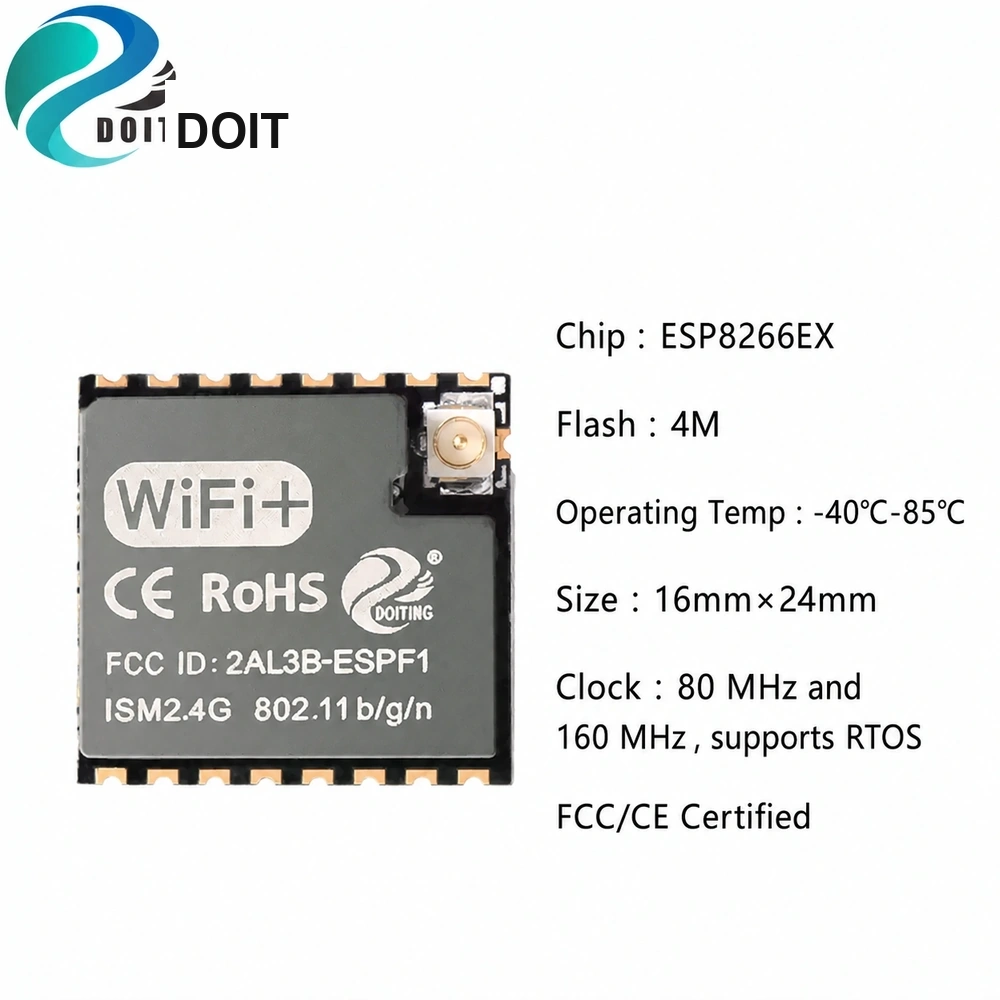 ESP-F1 Wi-Fi Module, ESP8266 Serial-to-Wi-Fi, ESP-07S Compatible, FCC/CE Certified