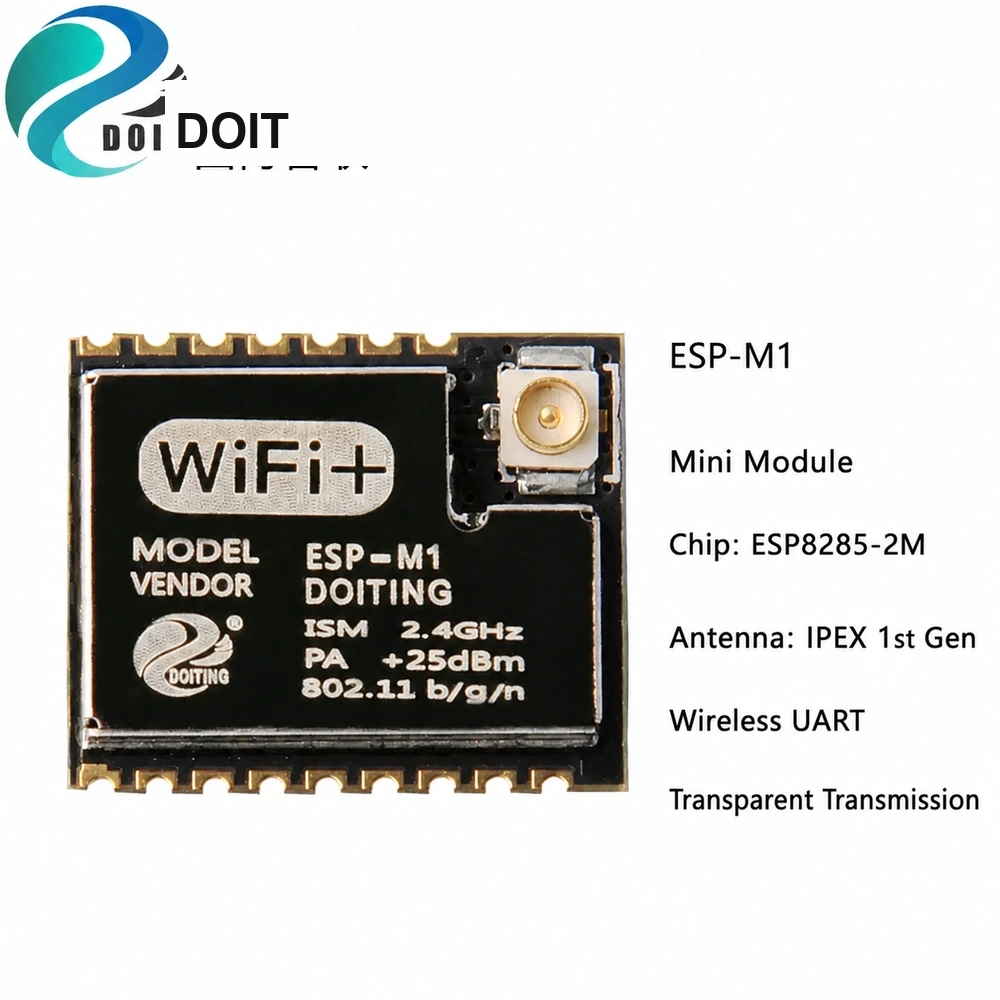 ESP-M1 Wi-Fi Module, Serial Transparent Transmission, ESP8285, Compatible with ESP8266, FCC/CE Certified, Factory Direct