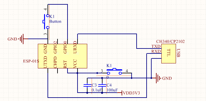 ESP-01S pin and programming connection diagram
